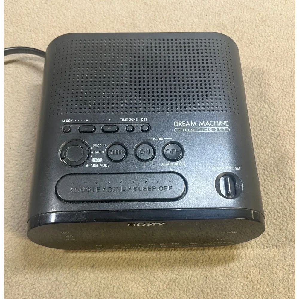 Sony Dream Machine ICF-C218 AM/FM Clock Radio Auto Time Set Black Green LED